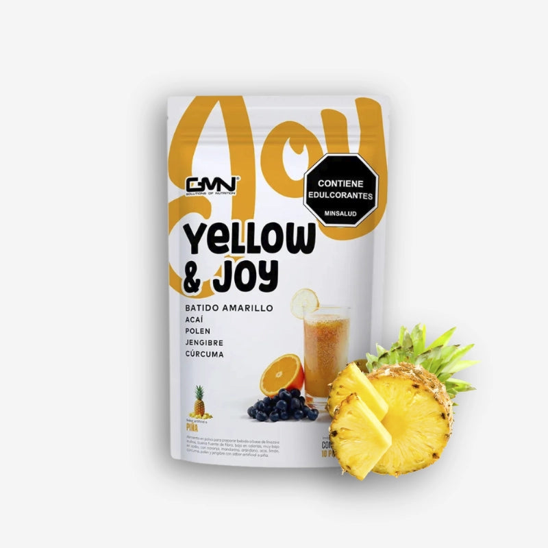 BATIDO AMARILLO YELLOW & JOY 100 GRAMOS 10 PORCIONES SABOR PIÑA – GMN