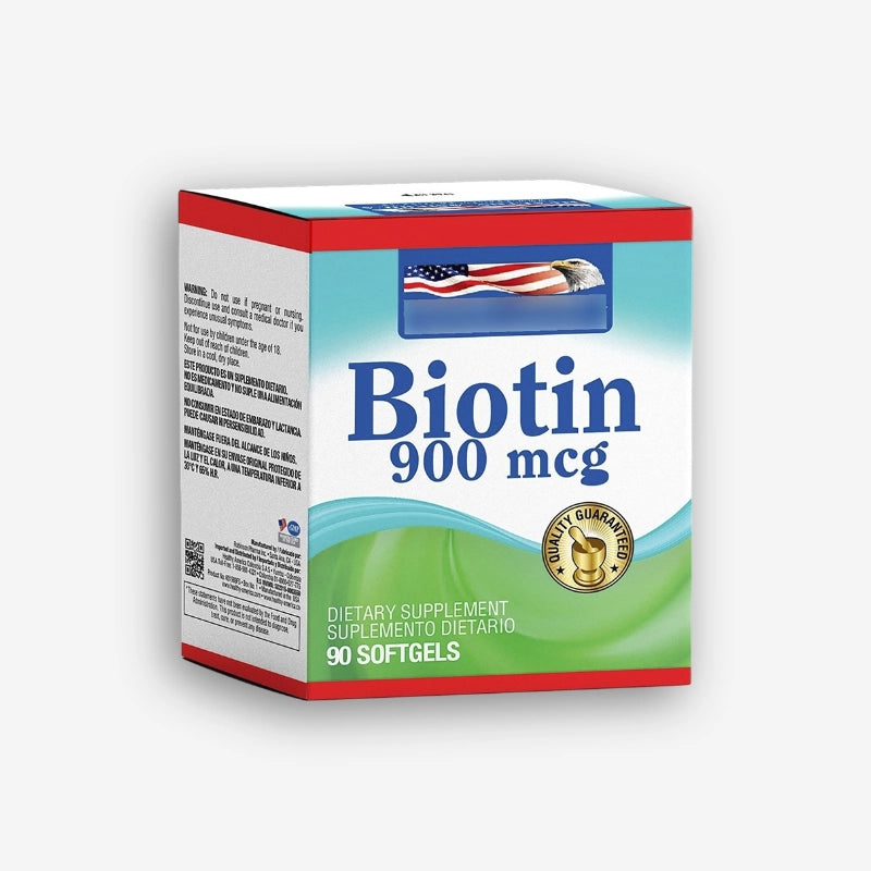 BIOTIN 900 MCG – 90PERLAS – HEALTHY AMERICA