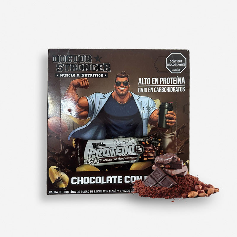 DOCTOR STRONGER X12 UNIDADES SABOR CHOCOLATE MANI – STRONG BAR