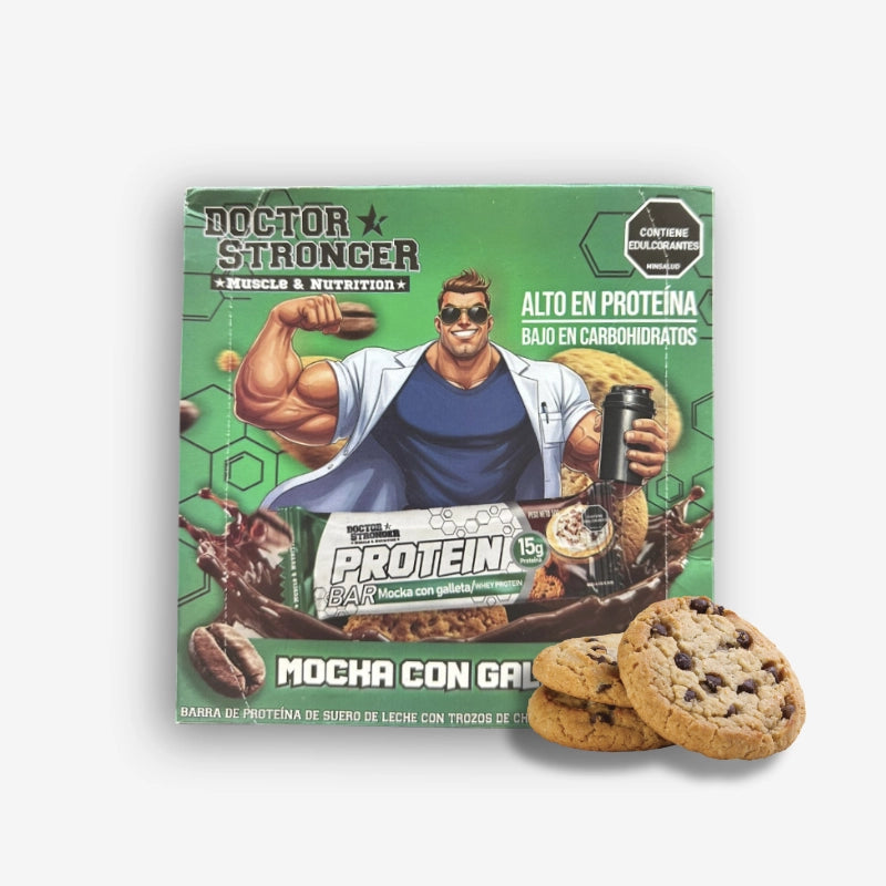 DOCTOR STRONGER X12 UNIDADES SABOR MOCKA CON GALLETA – STRONG BAR