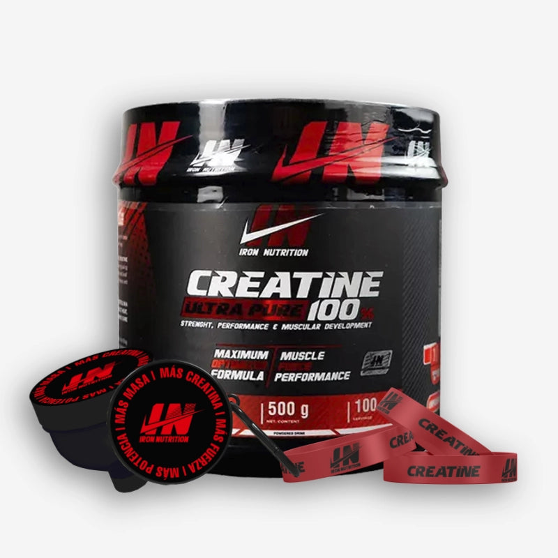 CREATINE IRON NUTRITION 500 GRAMOS – 100 SERVICIOS + MANILLA + EMBUDO