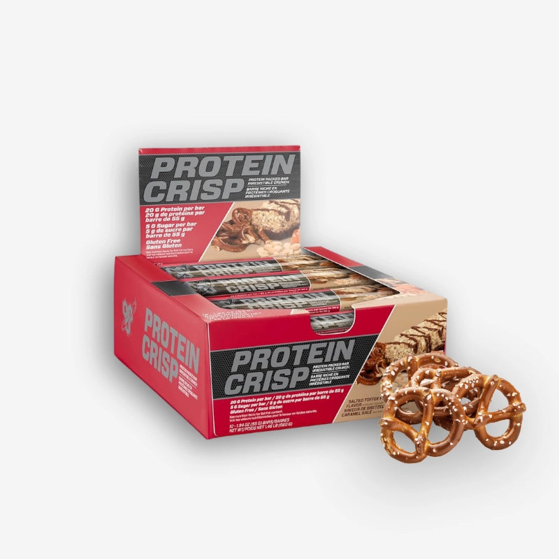 CAJA PROTEIN CRISP X12 UNIDADES TOFFE PRETZEL – BSN