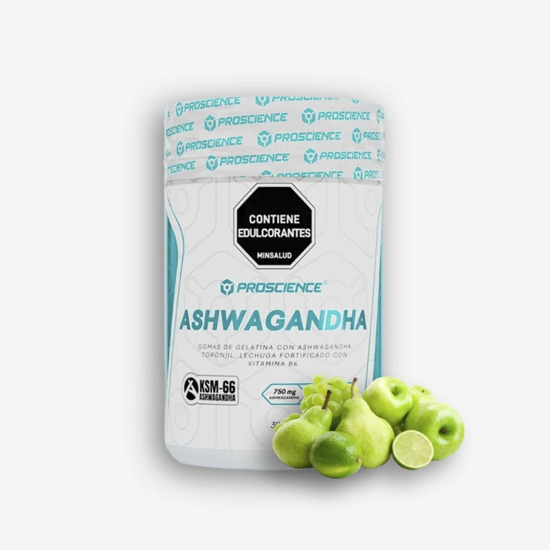 ASHWAGANDHA 60 GOMITAS DE GELATINA SABOR FRUTOS VERDES – PROSCIENCE