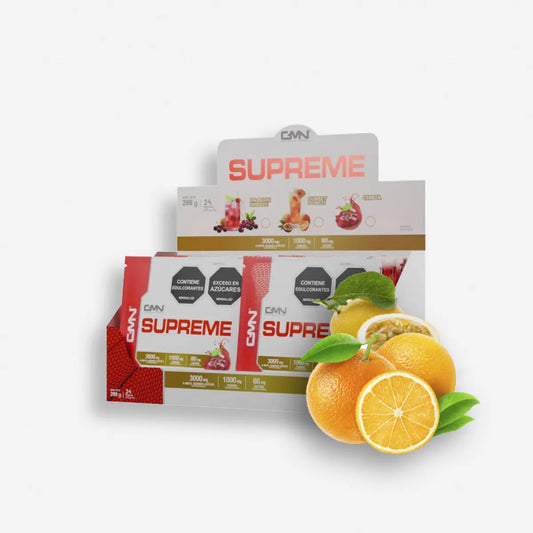 SUPREME PRE ENTRENO CAJA X24 SOBRES SABOR SUNSET PUNCH – GMN