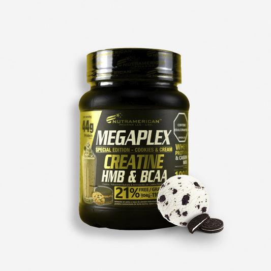MEGAPLEX CREATINE HMB & BCAA 2,1 LIBRAS SABOR COOKIES AND CREAM – NUTRAMERICAN