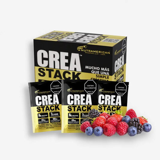 CAJA CREA STACK SACHETS X25 SOBRES SABOR FRUTOS ROJOS – NUTRAMERICAN