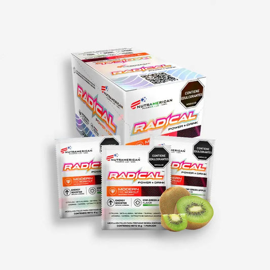 CAJA RADICAL POWER DRINK 18 SOBRES SABOR KIWI-GREEN APPLE – NUTRAMERICAN