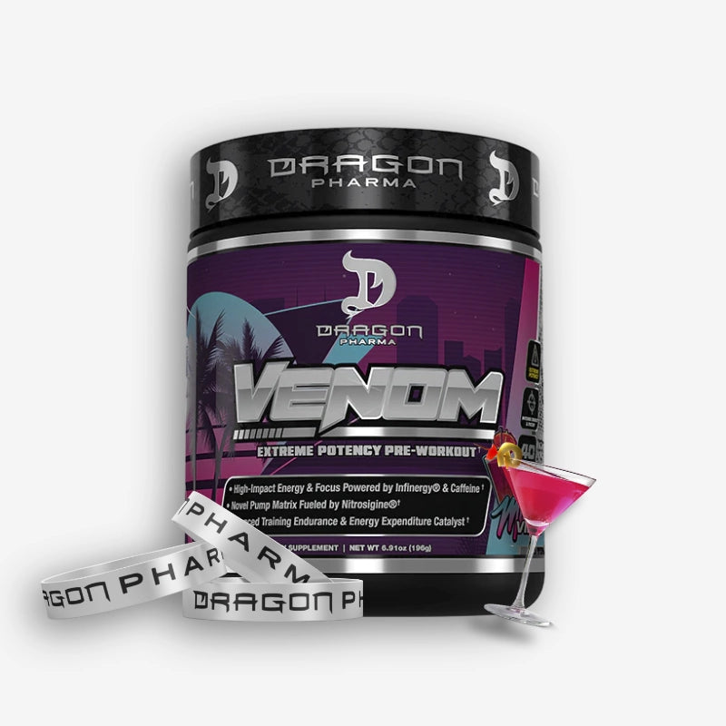 VENOM PREWORKOUT 40 SERVICIOS SABOR MIAMI VIBES + MANILLA – DRAGON PHARMA