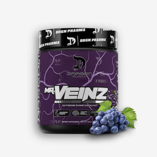 MR. VEINZ PRE-WORK OUT NO STIM 40 SERVICIOS SABOR JACKED GRAPE – DRAGON PHARMA